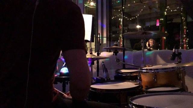 Everyone loves a drum booth party! Secret Santa LED party lights in full effect...